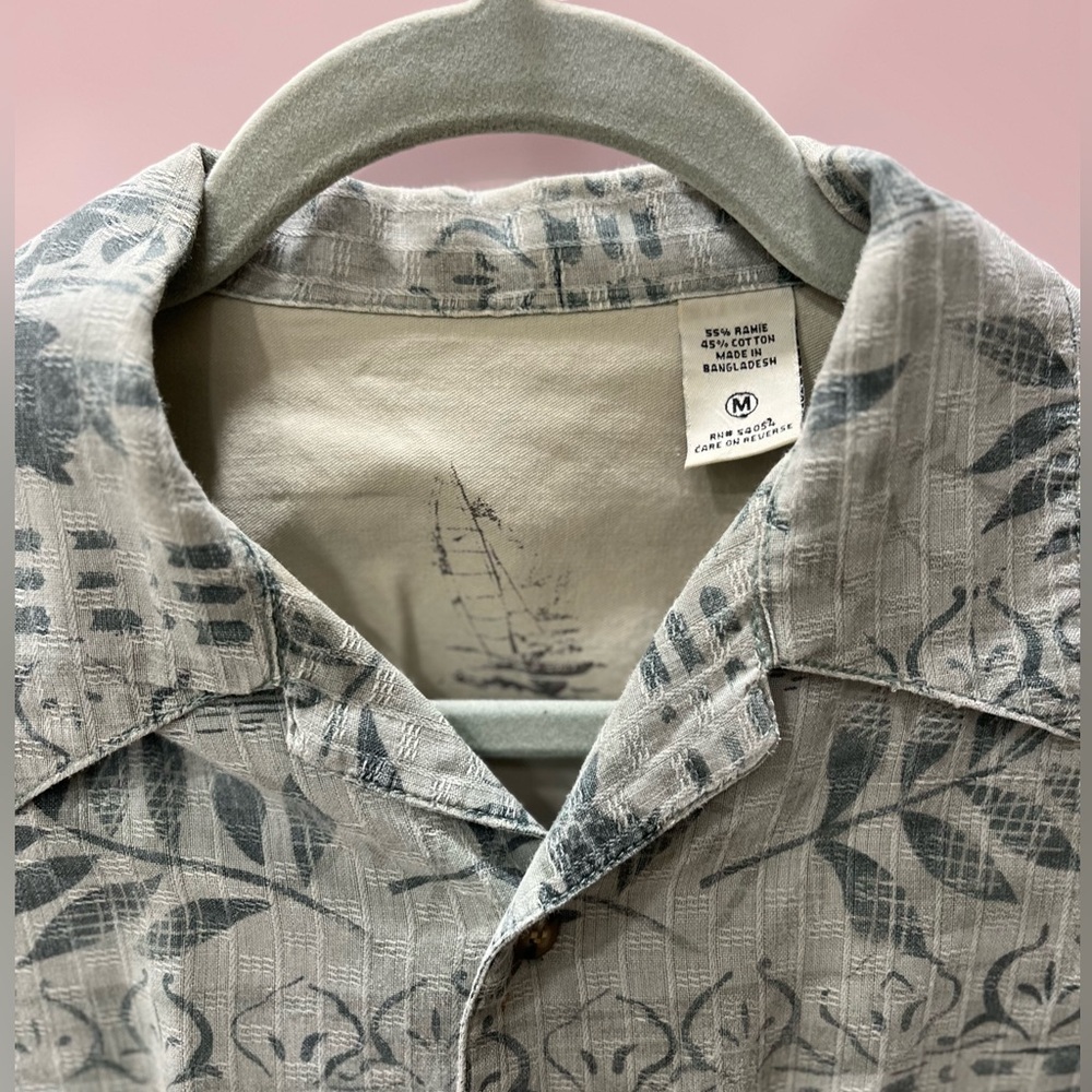Tiki ethnic tribal Bugle Boy casual beachy vintage button down shirt-M - Picture 9 of 11